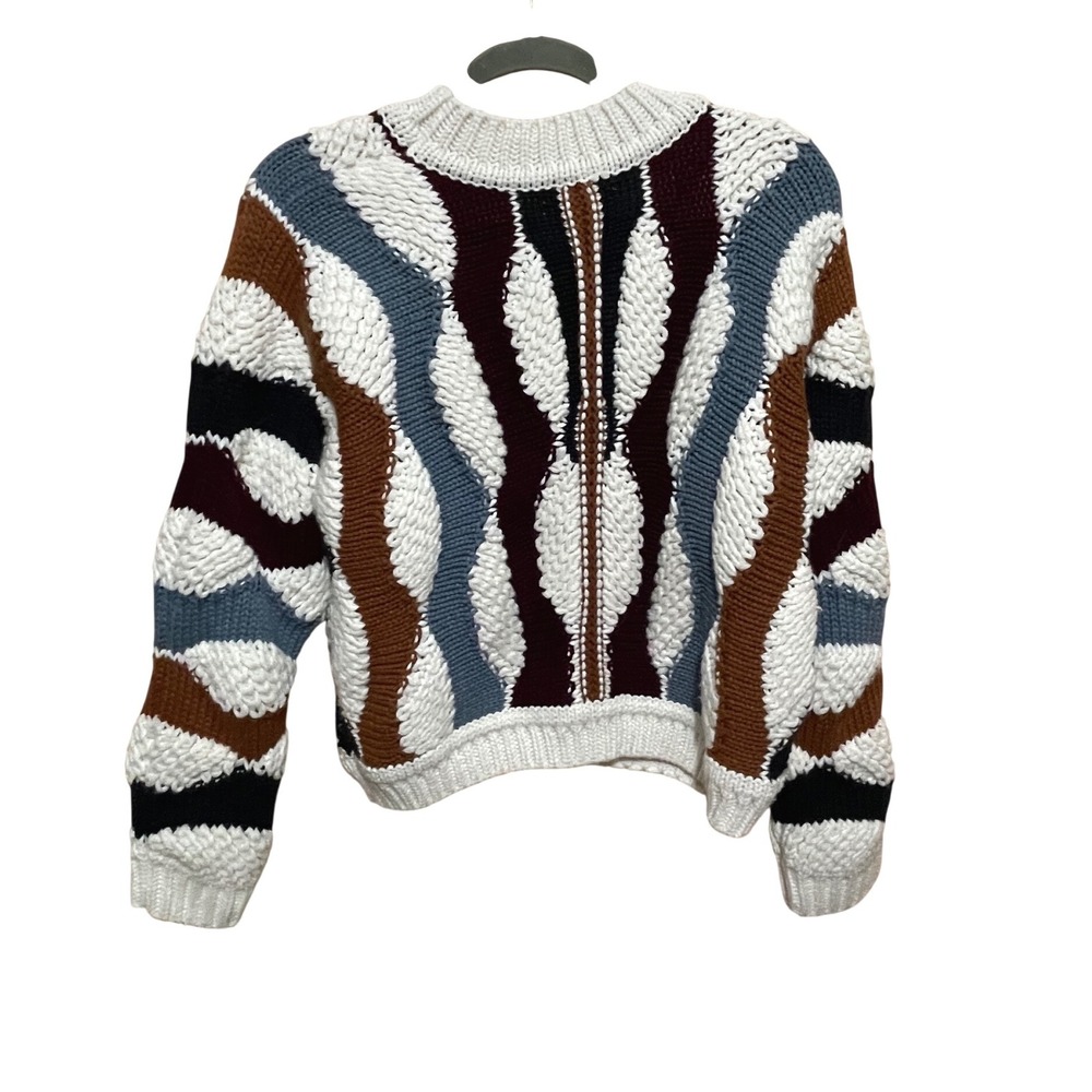 RYEGRASS Chunky Knit Cropped Sweater Retro‎ Geometric Pattern Pullover M - Picture 4 of 6